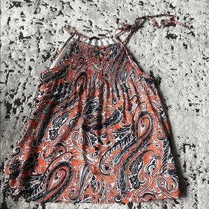 Ann Taylor Orange and Black Paisley Camisole